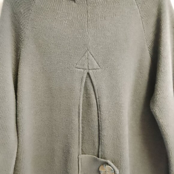 Women's Vintage Willow Boho Long Gray Sweater Coat with Fancy Buttons Large - Picture 7 of 10